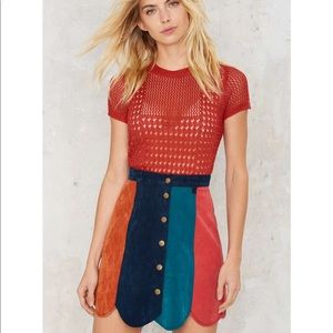 R-new Ray Of Light Suede Skirt